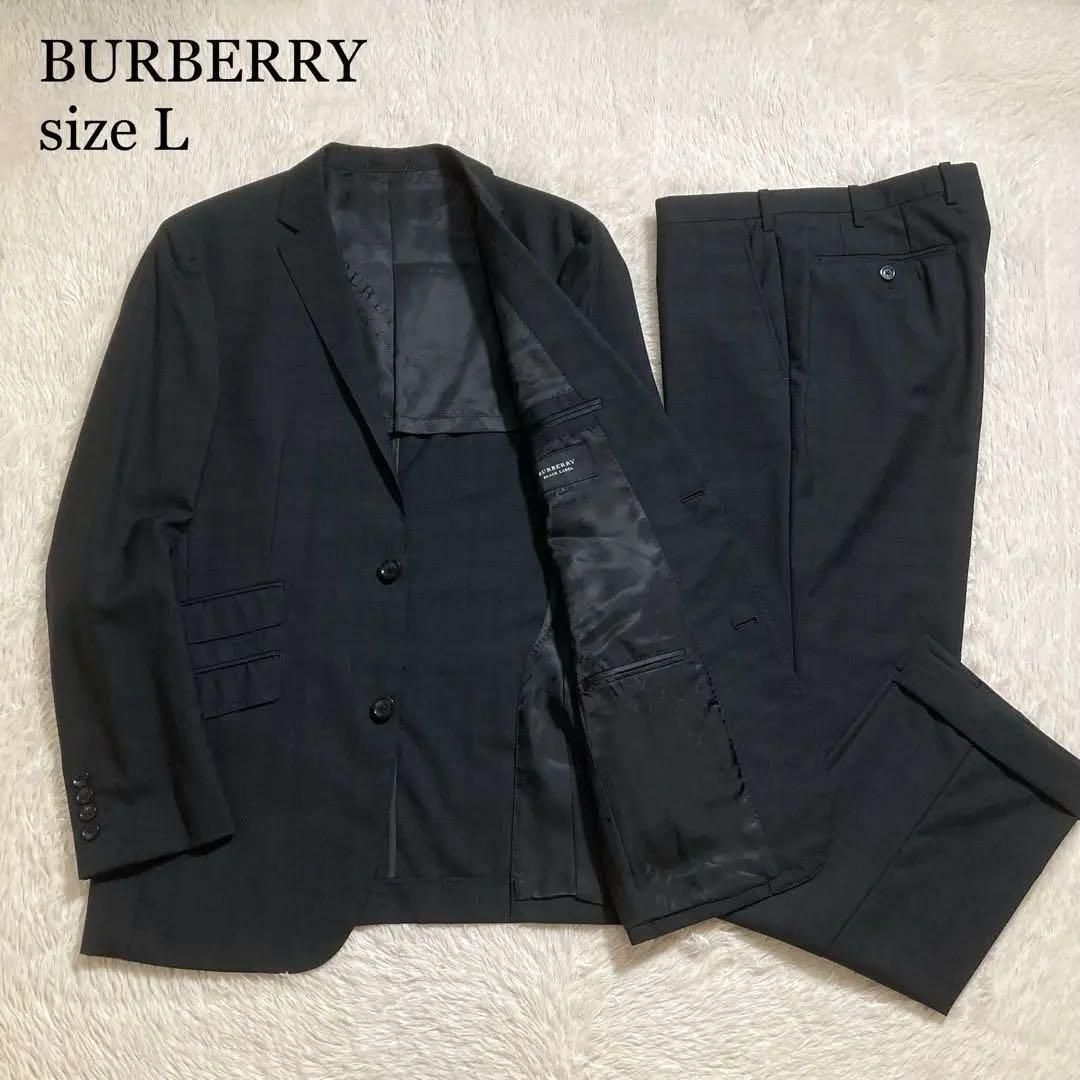 未使用に近い BURBERRY バーバリー スーツ セットアップ グレンチェック ウール ロゴ