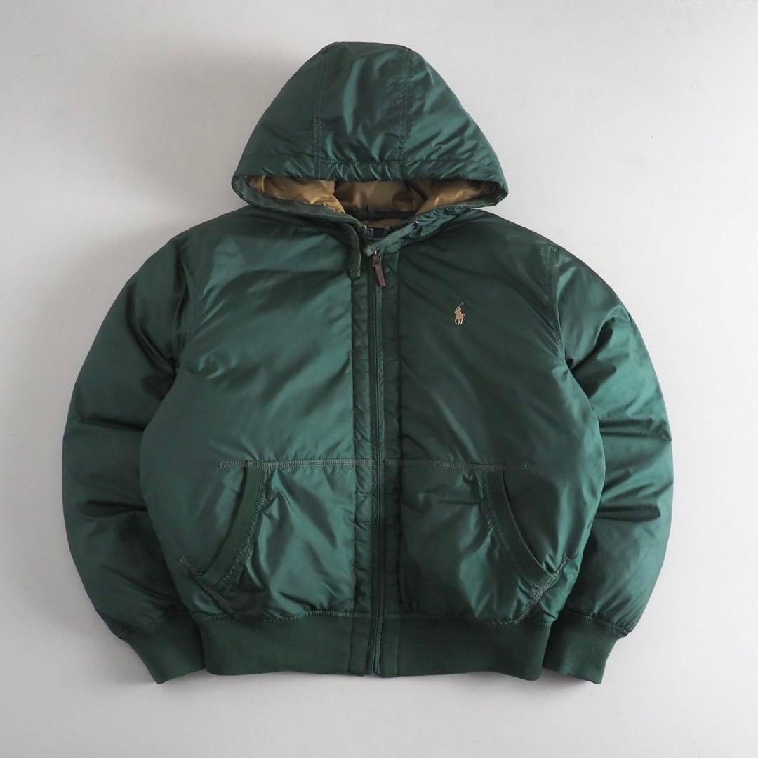 ラルフローレン　Ralph Lauren　ダウンジャケット　フーディ　肉厚　グリーン　美品　メンズ