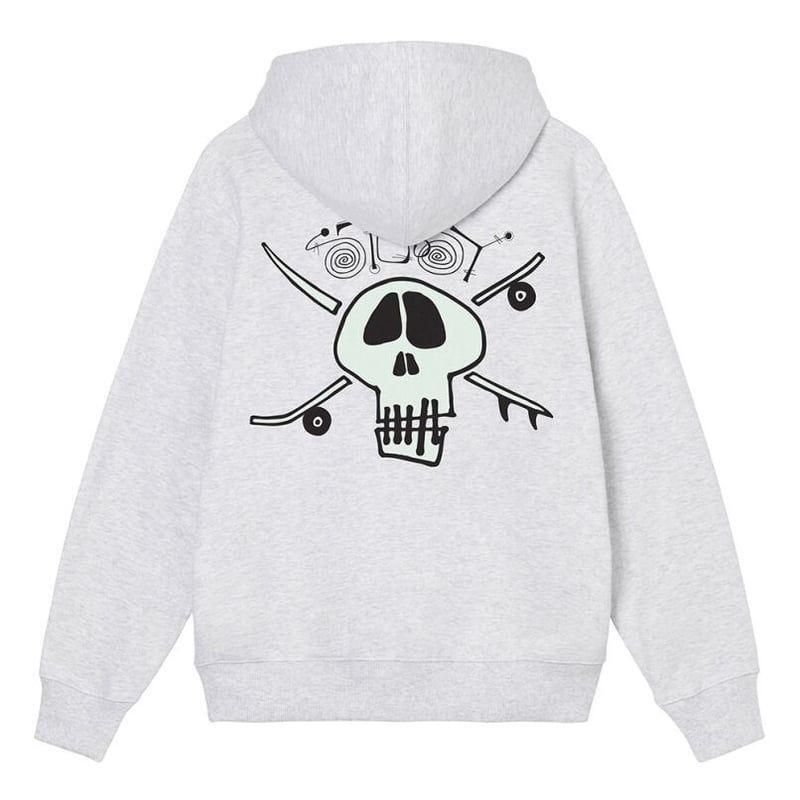 STUSSY ステューシー スカル ASH Surf 正規品 新品 M SKULL HOODIE ASH gray アッシュグレー タグ付 パーカー フーディー アッシュ グレー