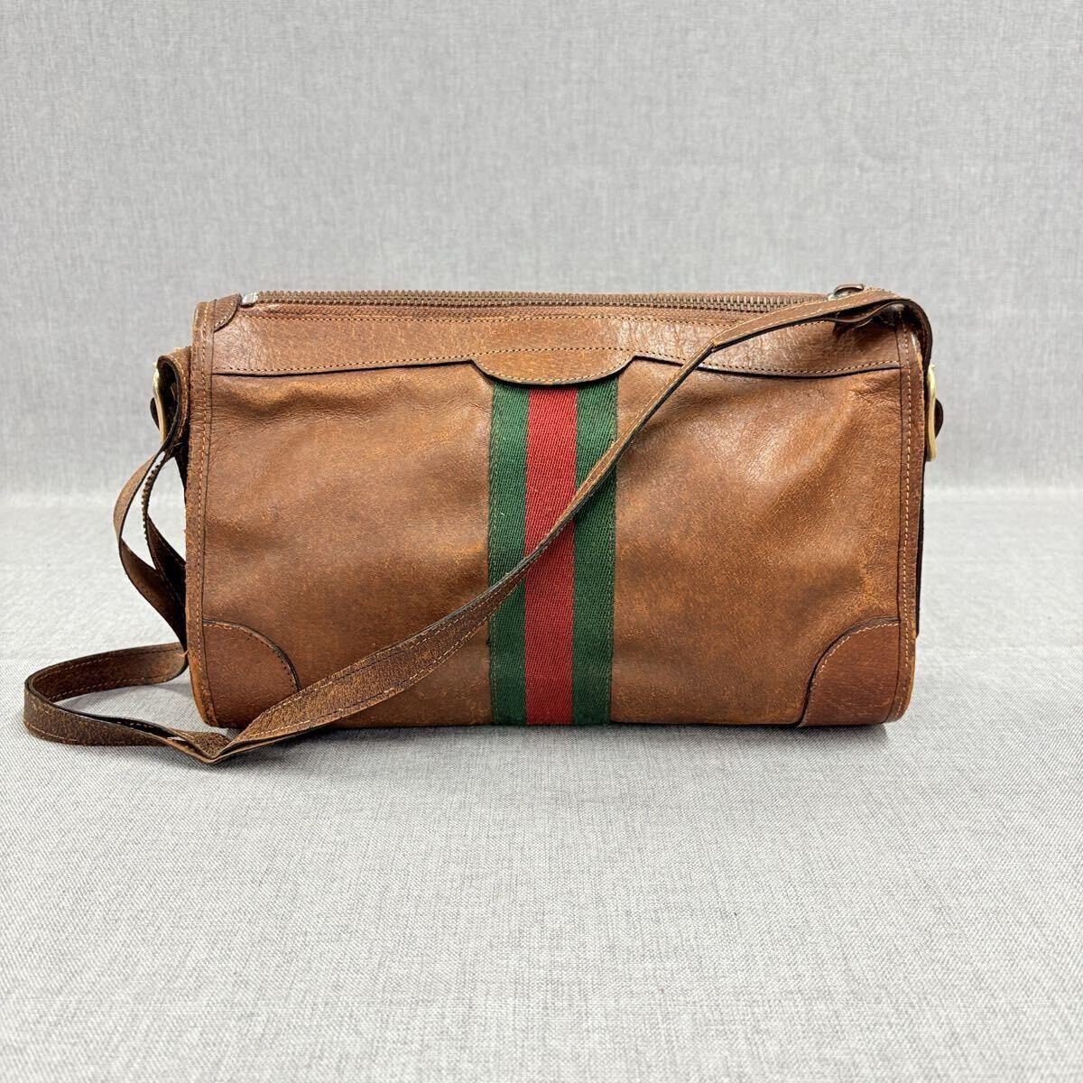 GUCCI オールドグッチ シェリーライン レザー ショルダーバッグ ヴィンテージ