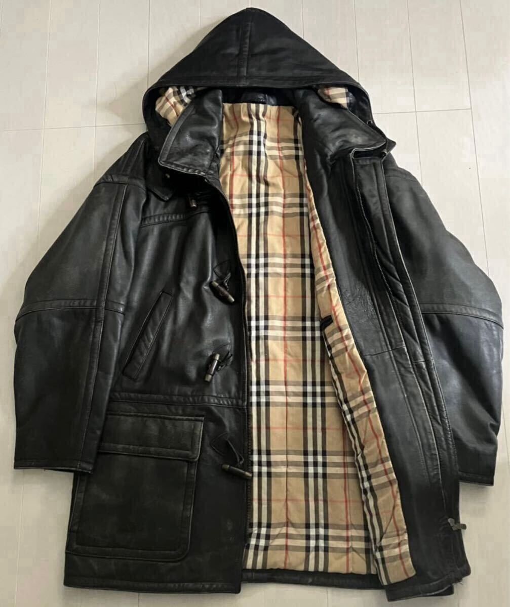 傷や汚れあり】バーバリー レザーダッフルコート 中綿入 ノバ
