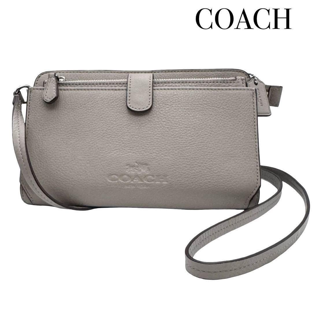 COACH コーチ レザー 2way 斜め掛けバッグ ショルダーバッグ ショルダーウォレット 長財布 レディース グレージュ