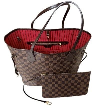 【美品】LOUIS VUITTON ルイヴィトン ネヴァーフルMM ダミエ ポーチ付き 正規品