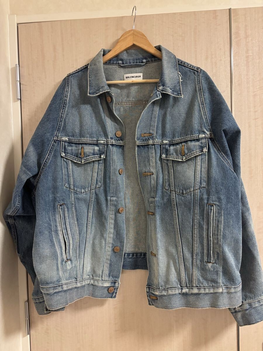 バレンシアガ 18SS バックロゴ クラッシュ デニムジャケット 