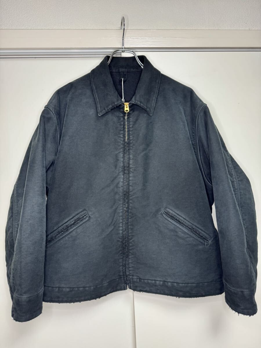 【直営店限定 ゲリラ販売】COMOLI モールスキン ジップショートジャケット FADE BLACK Size1 未使用/コモリ/フェードブラック/ダメージ加工