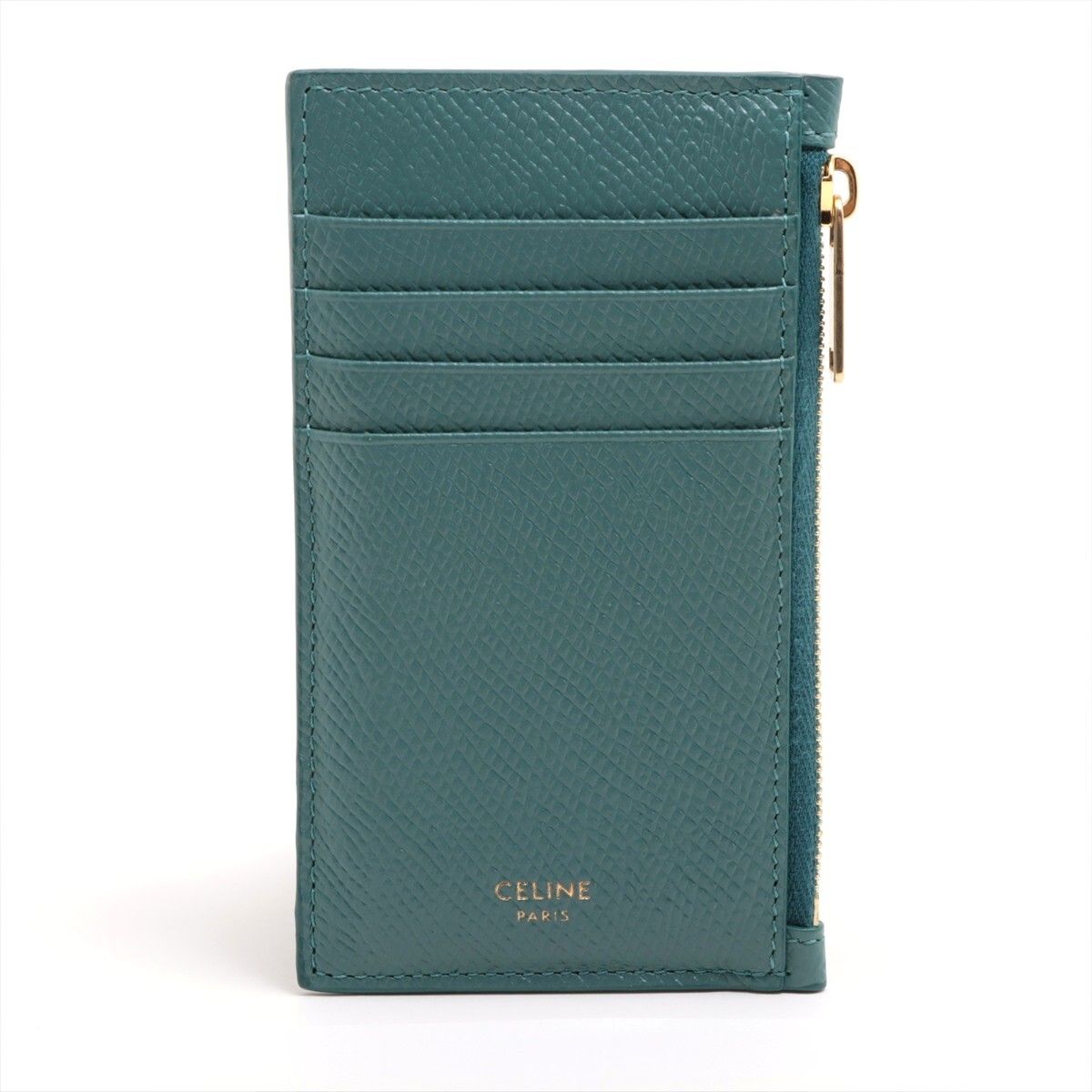 2503　CELINE セリーヌ フラグメントケース 　コインケース カードケース ブルーグリーン系