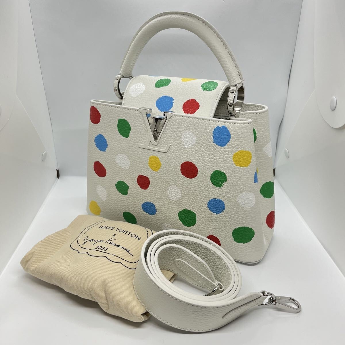 【未使用】ルイ・ヴィトン ハンドバッグ カプシーヌBB M21637 ホワイト 草間彌生 LOUIS VUITTON ショルダーバッグ マルチカラー