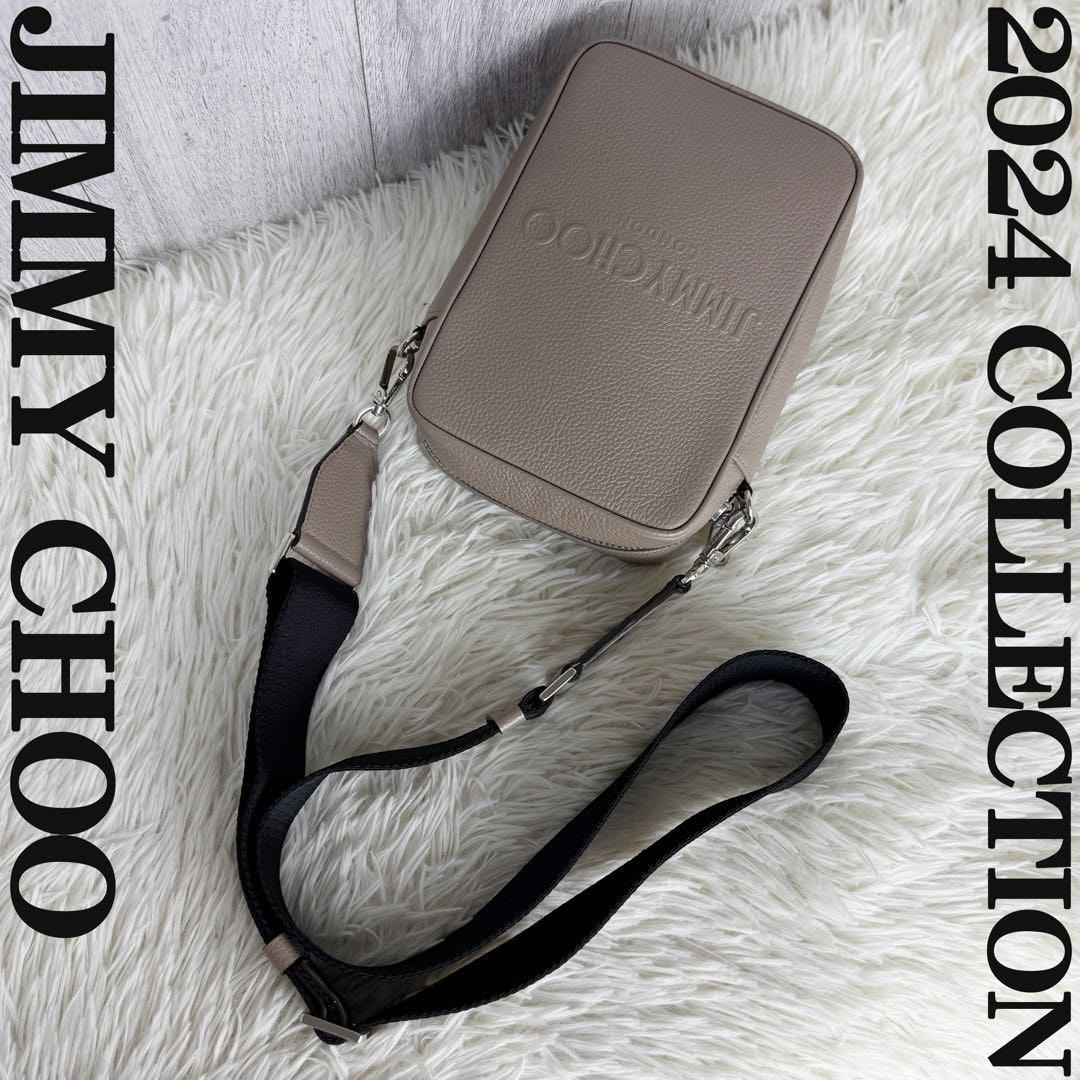 極美品 2024 COLLECTION デカロゴ グレイニーレザー JIMMY CHOO ジミーチュウ ショルダーバッグ