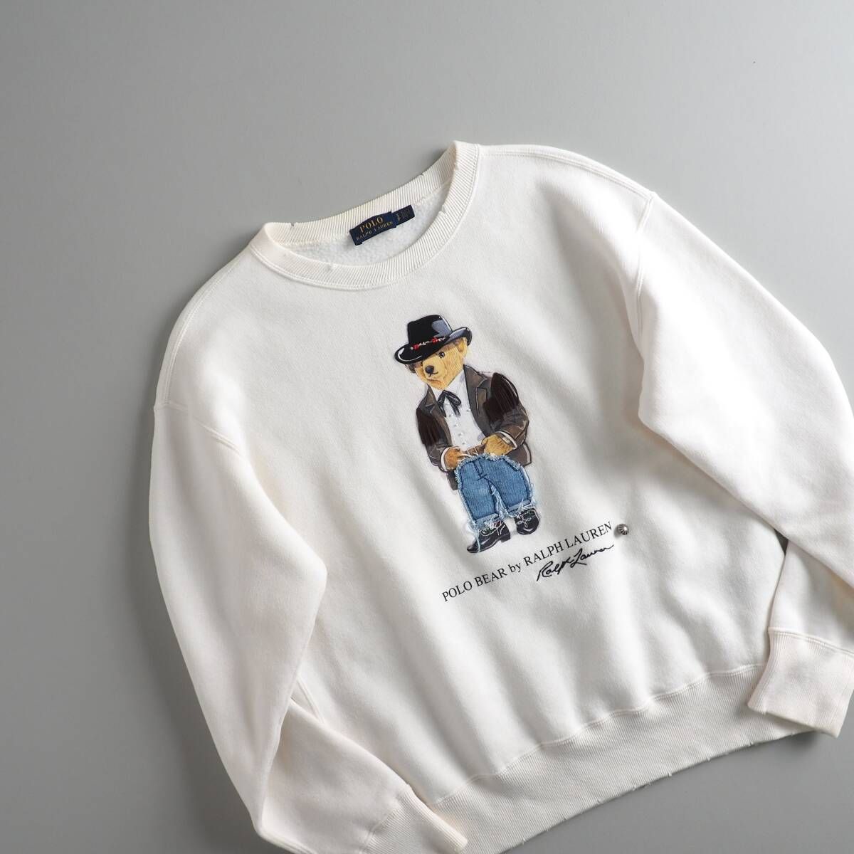 ラルフローレン　Ralph Lauren　スウェット　トレーナー　ポロベア　ホワイト　メンズ　美品
