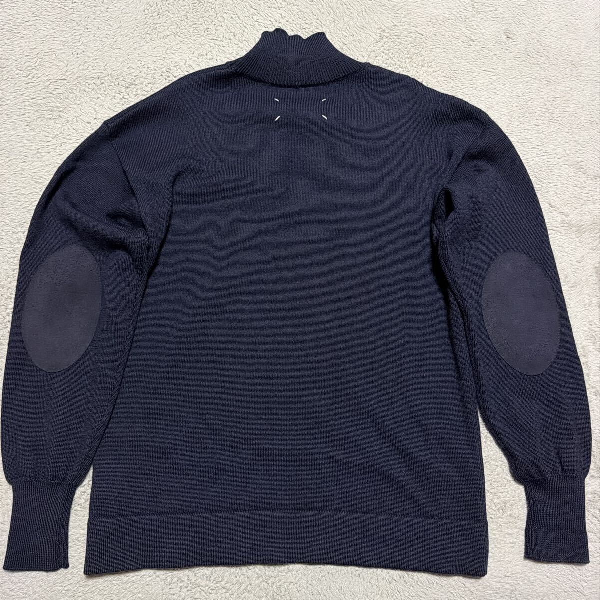 MAISON MARGIELA タートルネックニット　マルジェラ　エルボーパッチ　L ハイネック　NAVY ネイビー　L