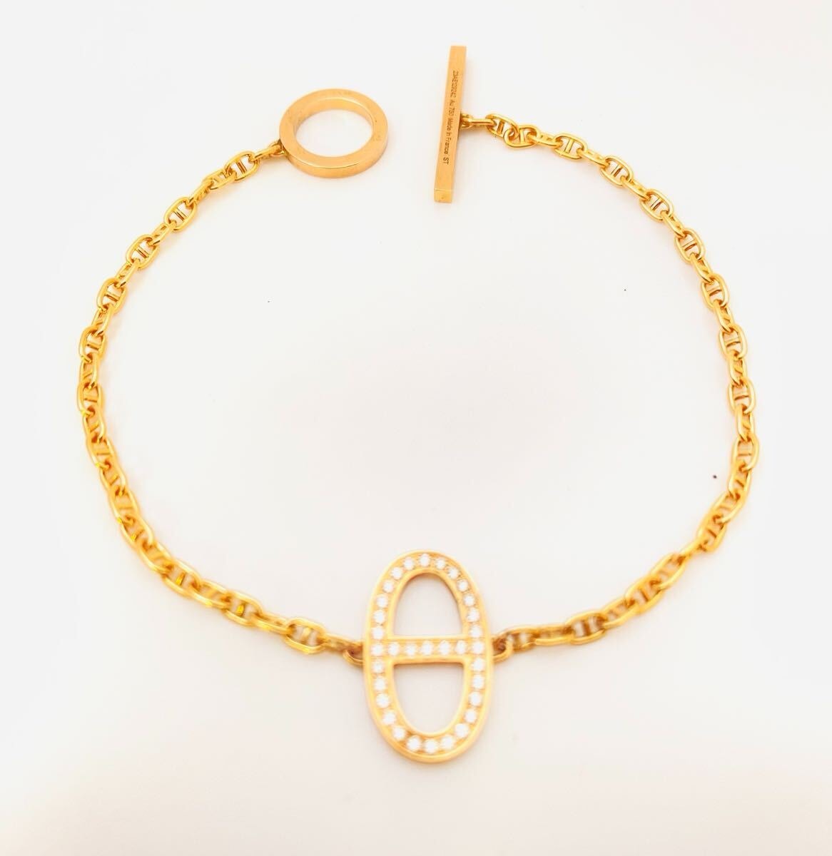 試着極美　定価70.5万　HERMES エルメス　シェーヌダンクル ブレスレット K18PG ダイヤモンド ピンクゴールド 750PG 18K フランス製　箱