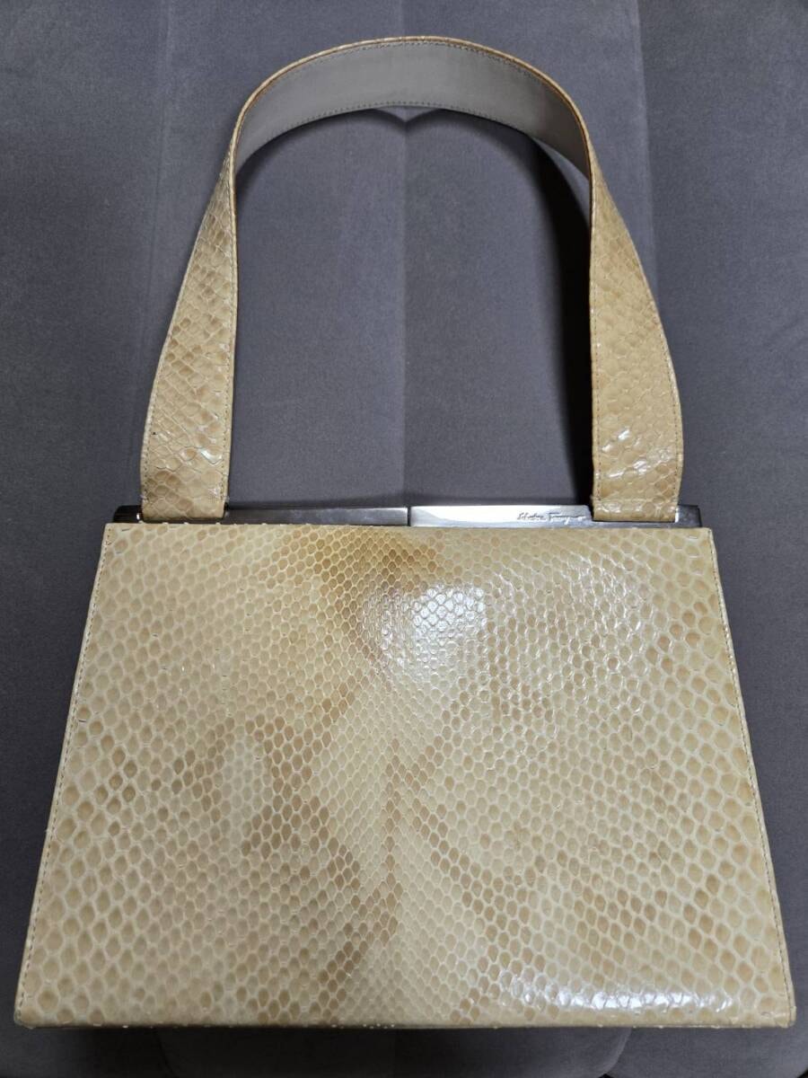 【ヴィンテージ】サルヴァトーレフェラガモ パイソン 本革 バッグ