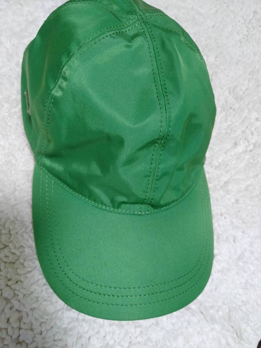 【美品】PRADA プラダ 三角ロゴプレート キャップ グリーン