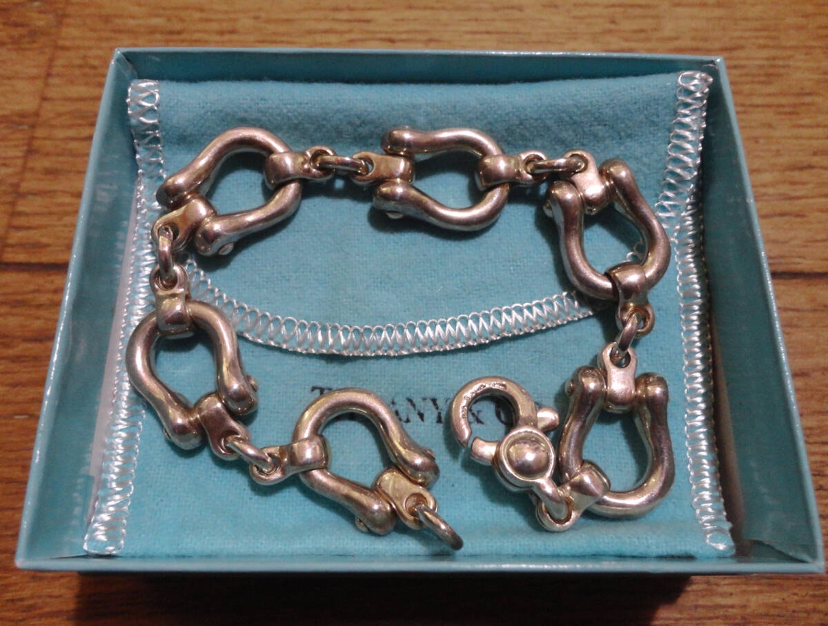 即決 USED美品 vintage TIFFANY＆Co. Horseshoe Link Bracelet メンズ用 ティファニー ホースシューリンク ブレスレット ビンテージ
