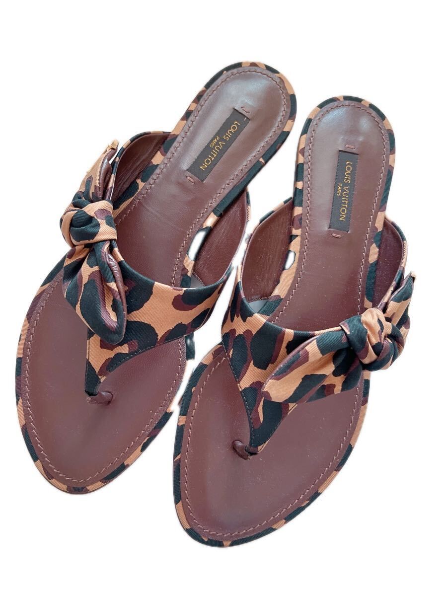 【⭐️美品❣️本物⭐️】LOUIS VUITTON ブルー トングサンダル　サイズ36 ⭐️美品❣️本物⭐️】LOUIS VUITTON ブルー トングサンダル