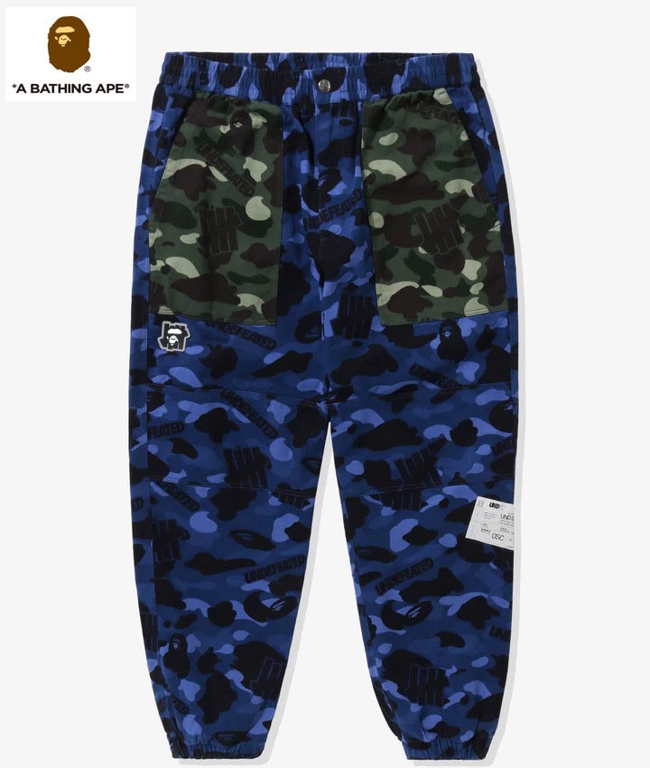 ○★新品未使用　A BATHING APE×UNDEFEATED　フランネルパンツ　M　カモフラ　ブルー系★○