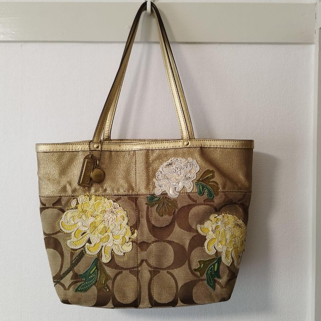 COACH コーチ シグネチャー キャンバス 乱菊 花柄 トートバッグ　ショルダーバッグ　限定品