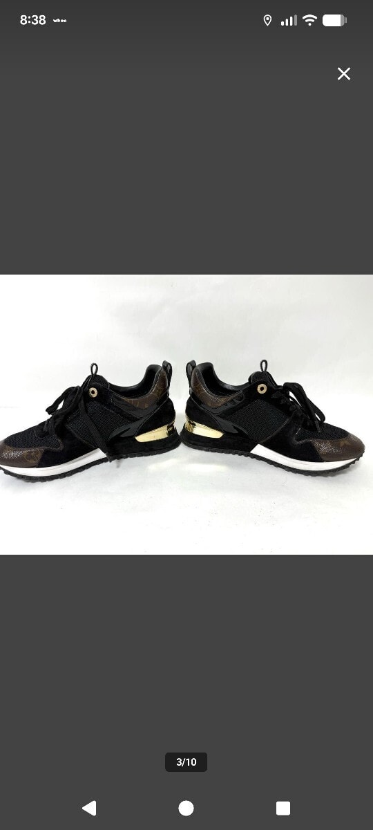 現行品　使用僅かルイヴィトン モノグラム ランアウェイ・ライン 1A3CWB レザー　スニーカー 36 レディース　ブラック　ゴールド 