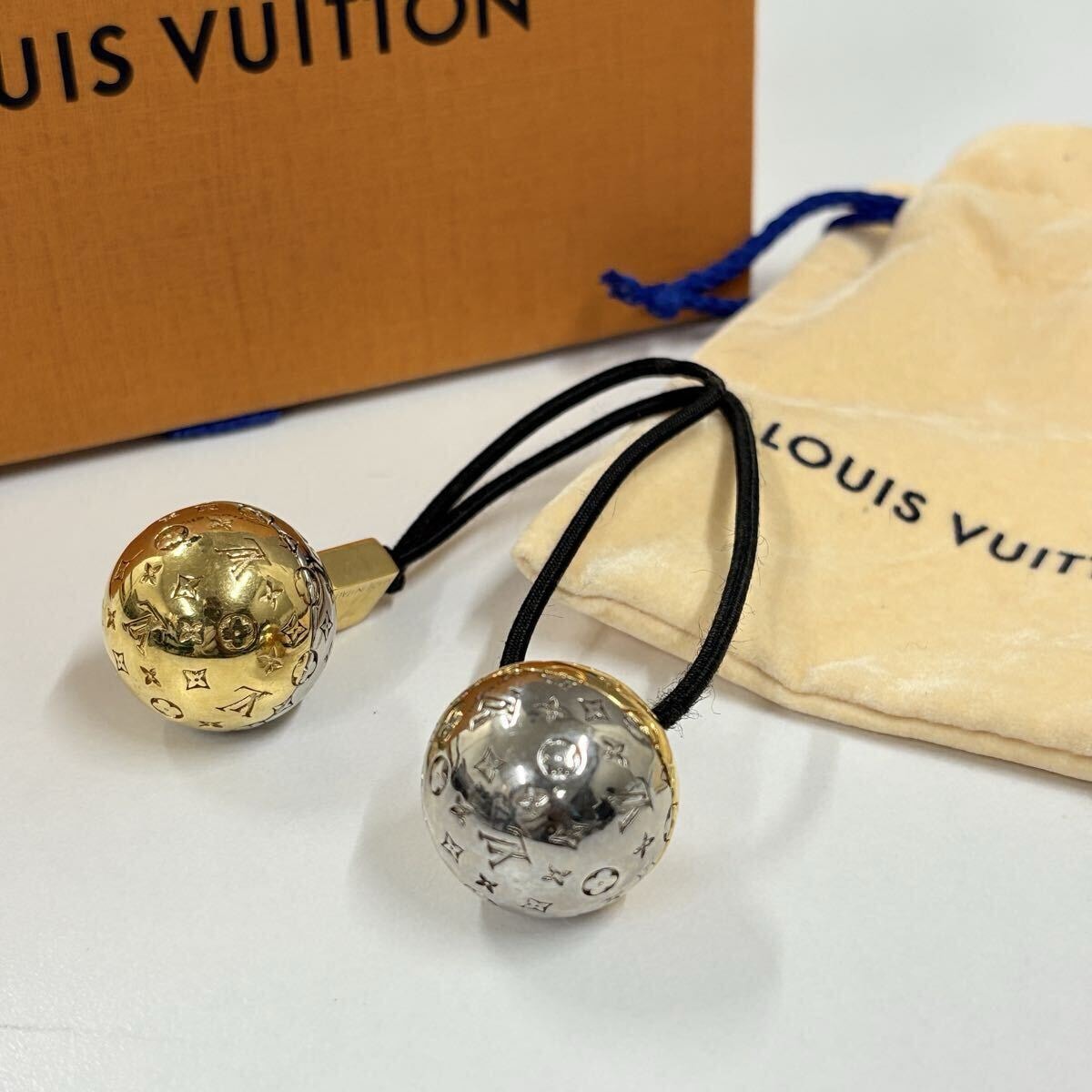 LOUIS VUITTON ルイヴィトン ナノグラム シュシュ ヘアゴム ヘアアクセサリー M80266 ゴールド