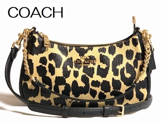 特価！ 可愛い COACH コーチ テリ ペブル レザー レオパード プリント ヒョウ柄 2WAY ショルダー CBH61 新品本物