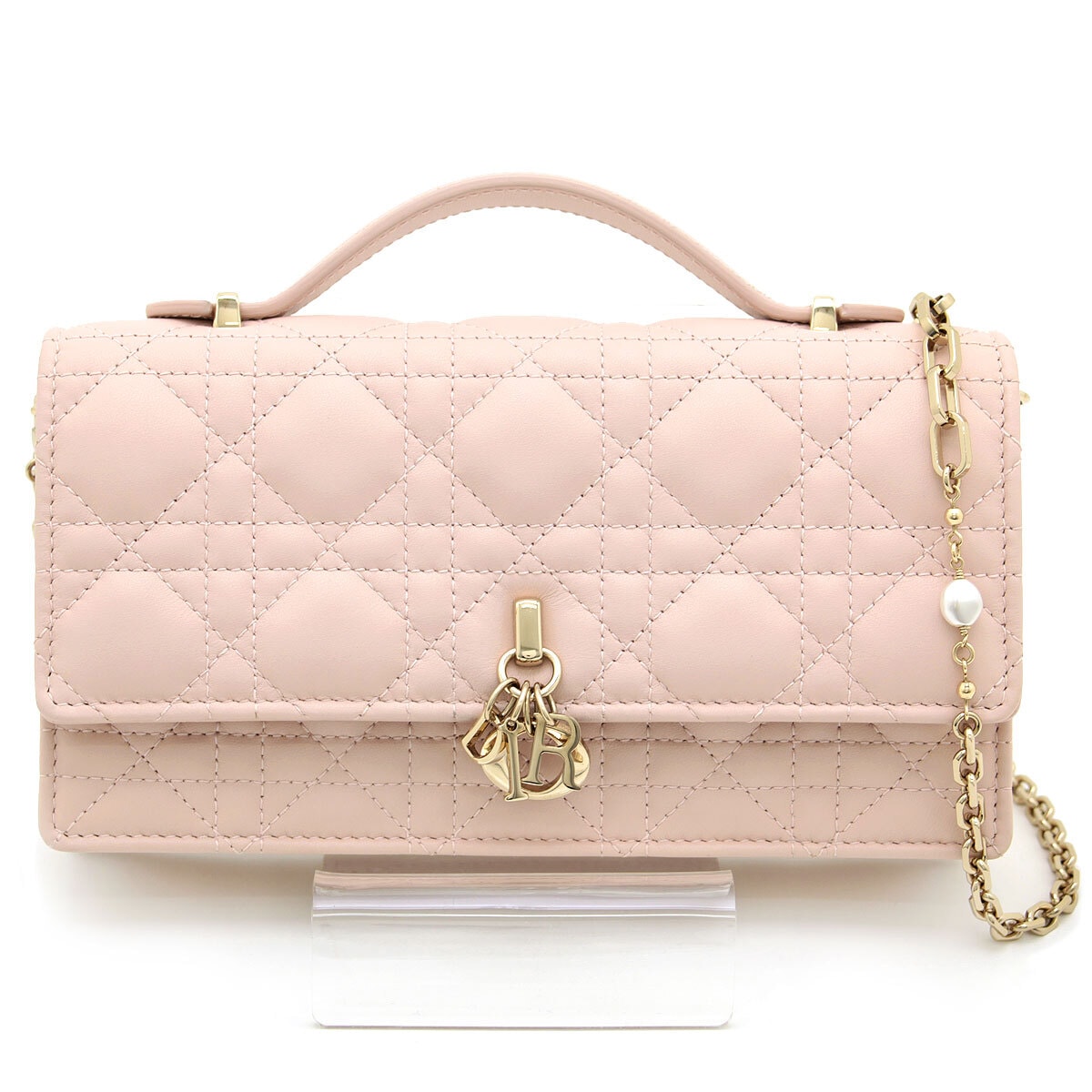 中古 クリスチャンディオール Christian Dior ショルダーバッグ マイディオール ミニバッグ カナージュ S0980ONMJ パステルピンク