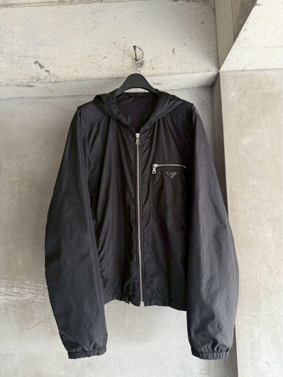 PRADA Black Hooded Nylon Jacket