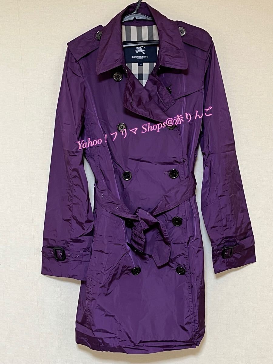 美品 BURBERRY London トレンチコート 38 パープル レディース Burberry London トレンチコートL