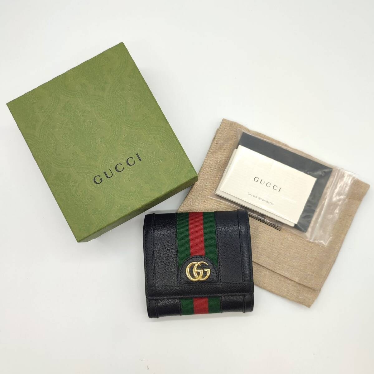 A (未使用に近い)】【未使用級】GUCCI グッチ 二つ折り財布 オフディア