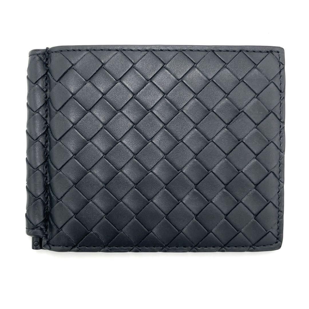 No.175 【美品】BOTTEGAVENETA ボッテガヴェネタ マネークリップ イントレチャート レザー ブラック 財布 ビルクリップ メンズ レディース