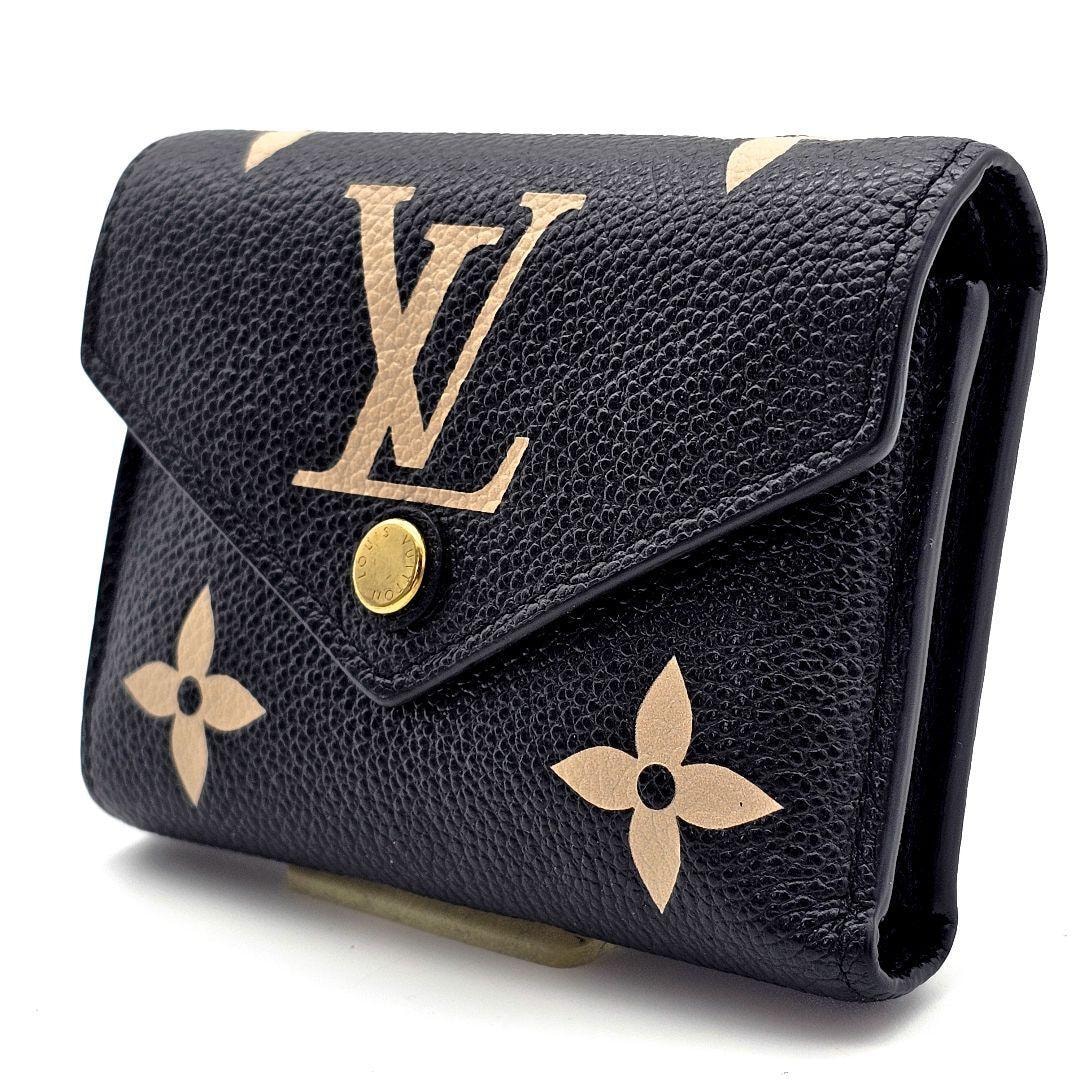 ルイヴィトン　ポルトフォイユ　ヴィクトリーヌ　財布　バイカラー　コンパクト財布　三つ折り　黒　ブラック　アンプラント　F443