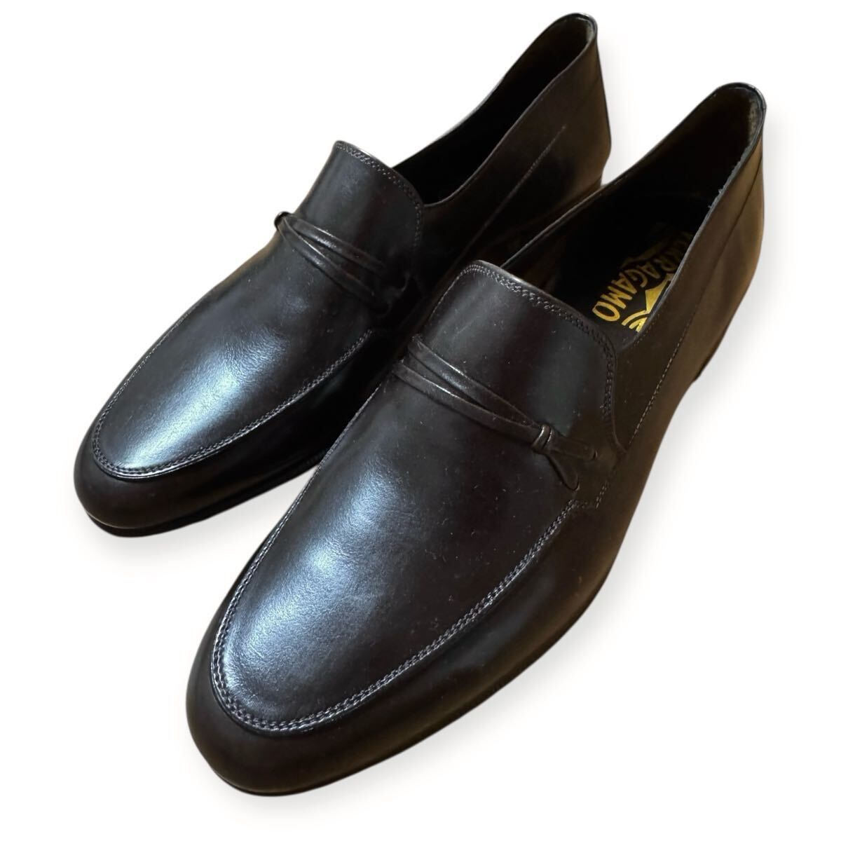 美品 Salvatore Ferragamo フェラガモ イタリア製 レザー ローファー ブラウン UK6.5 Dワイズ
