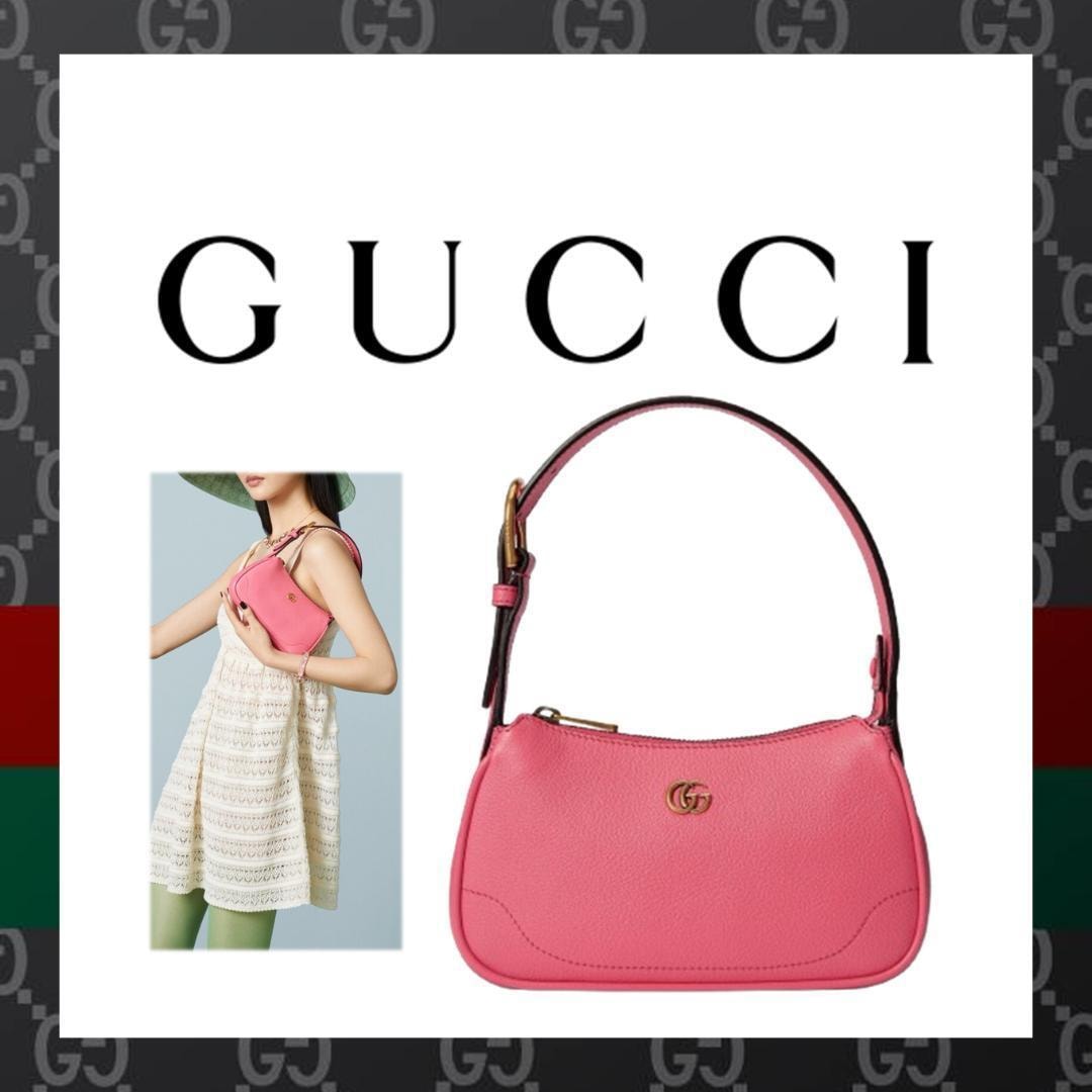 ○★新品 未使用 GUCCI アフロディーテ ミニレザーショルダーバッグ ピンク(グッチ)○●