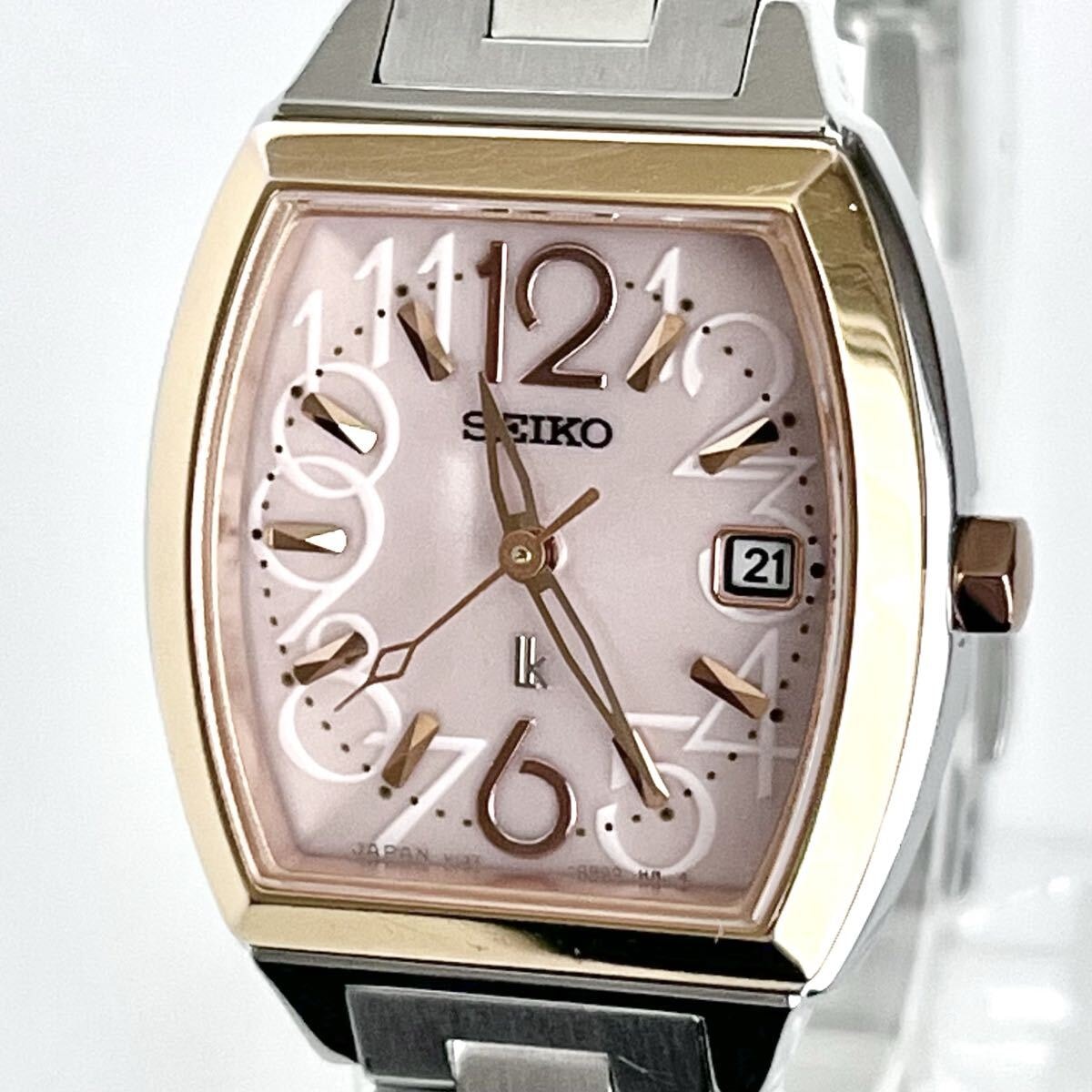 【稼働】磨き済み セイコー SEIKO ルキア LUKIA レディース 腕時計 ソーラー 美品 ピンク文字盤 ゴールド s2223