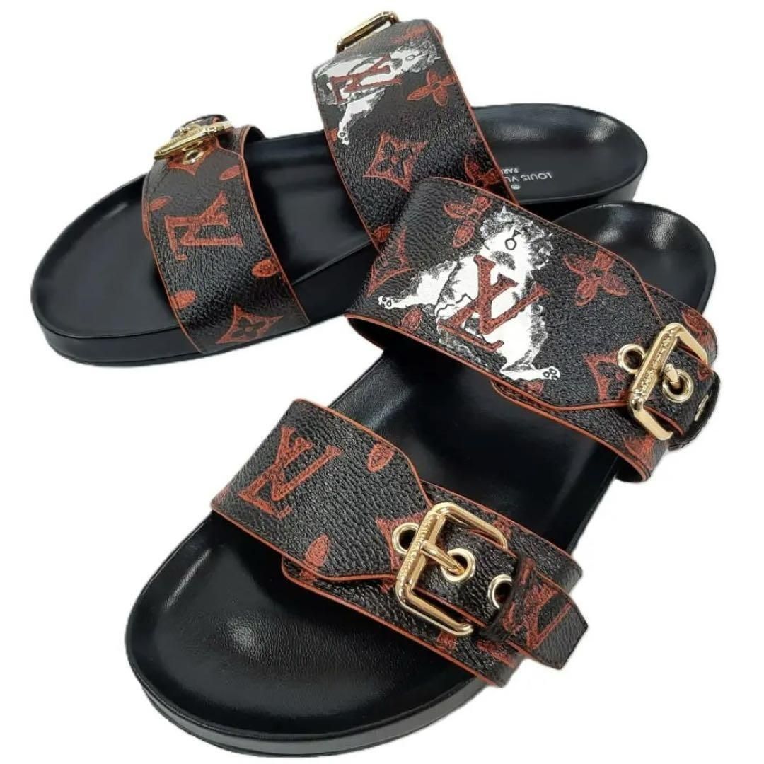 極美品✨LOUIS VUITTON キャットモノグラムベルトサンダル35