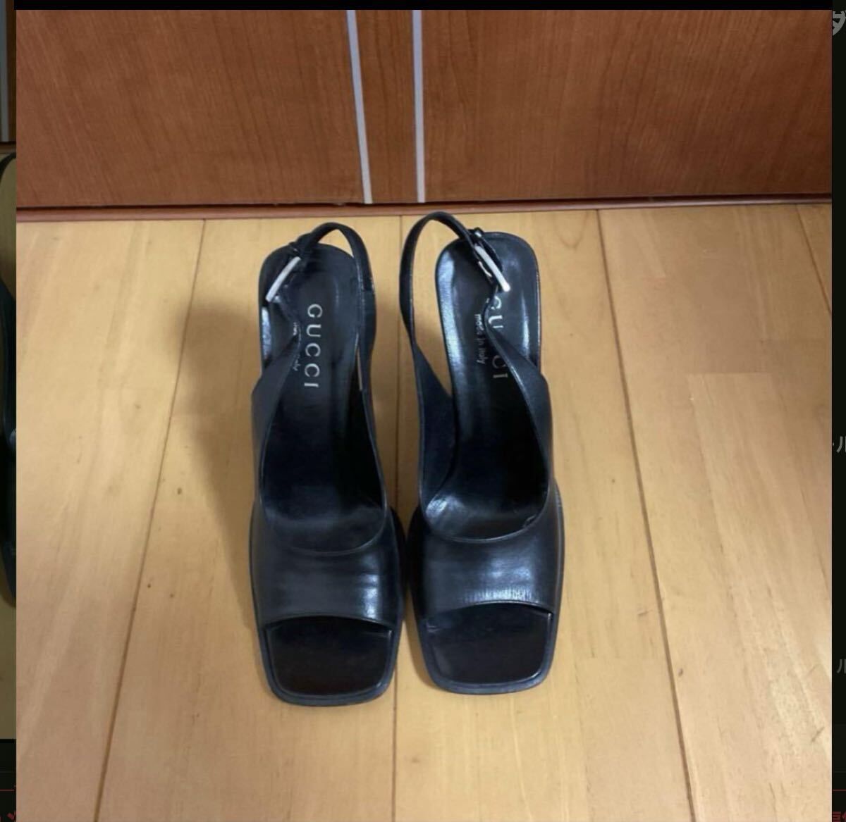 GUCCIブラックヒールサンダルサイズ22.5