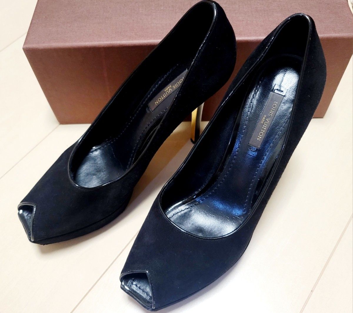 ルイヴィトン パンプス/ハイヒール オープントゥ レザー 黒 BL0141 36 ルイヴィトン パンプス/ハイヒール オープントゥ レザー 黒