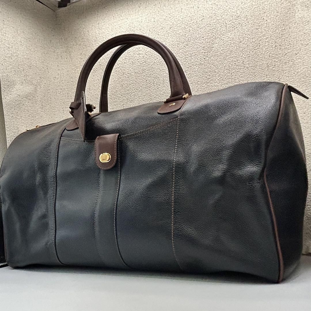 美品 dunhill ダンヒル ボストンバッグ レザー 大容量 出張 旅行 ダンヒル ボストンバッグ 大容量 旅行 出張 ロゴ PVC レザー