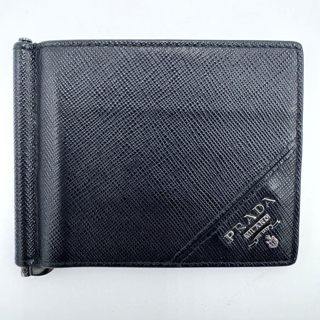 【超美品】PRADA プラダ サフィアーノ メタル マネークリップ 2MN077 目立った傷や汚れなし】No.461 超人気☆【美品】PRADA プラダ