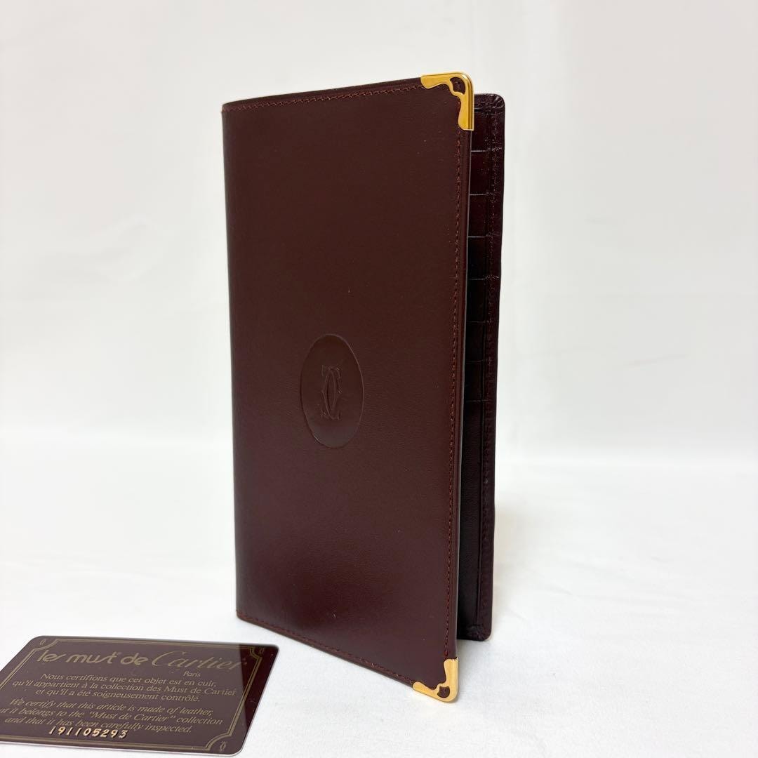 【6dd4351】カルティエ 札入れ マスト レザー ボルドー ゴールド金具【中古】メンズ レディース ユニセックス Cartier - ☆SALE【6dd4351】カルティエ 札入れ マスト レザー