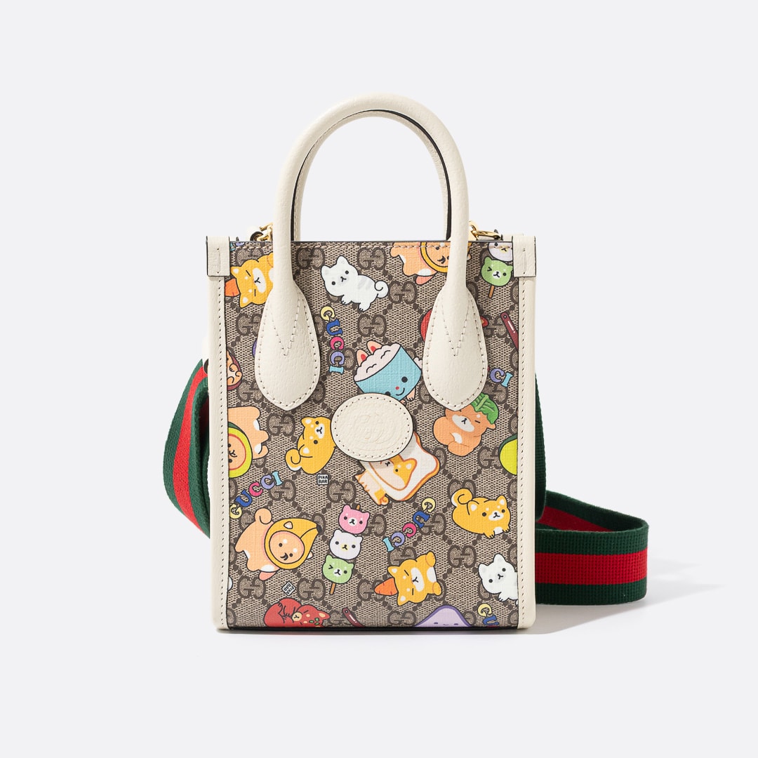 GUCCI x Pikarar グッチ アニマルプリント ミニ トートバッグ ホワイト ショルダー 699406
