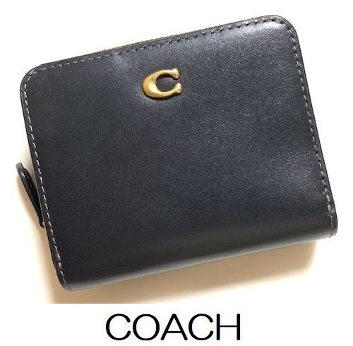 特価！ 人気 COACH コーチ カーフレザー 二つ折り財布 ミニ財布 ブラック CH814 新品本物