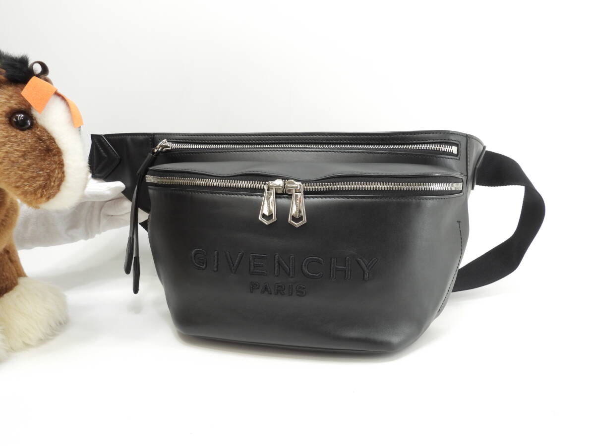 ジバンシィ ボディバッグ レザー 黒 バムバッグ ベルトバッグ ウエストバッグ 極美品@GAF1119