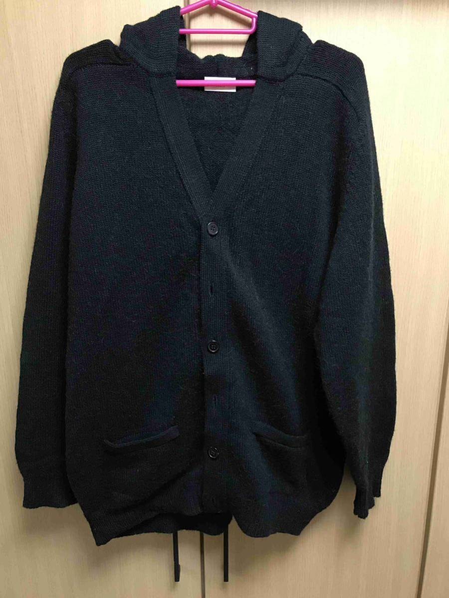 国内正規 14AW Saint Laurent Paris サンローランパリ Hedi Slimane エルボー レザー パッチ ニット カーディガン 黒 XS 328976 Y1BZ1