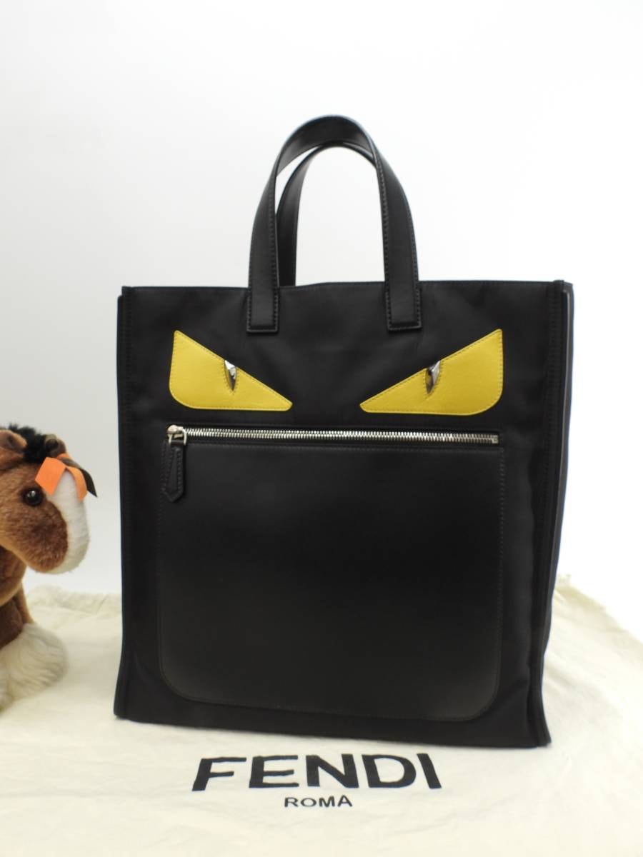 フェンディ トートバッグ バッグバグズ ナイロン黒 ハンドバッグ モンスター@ 22