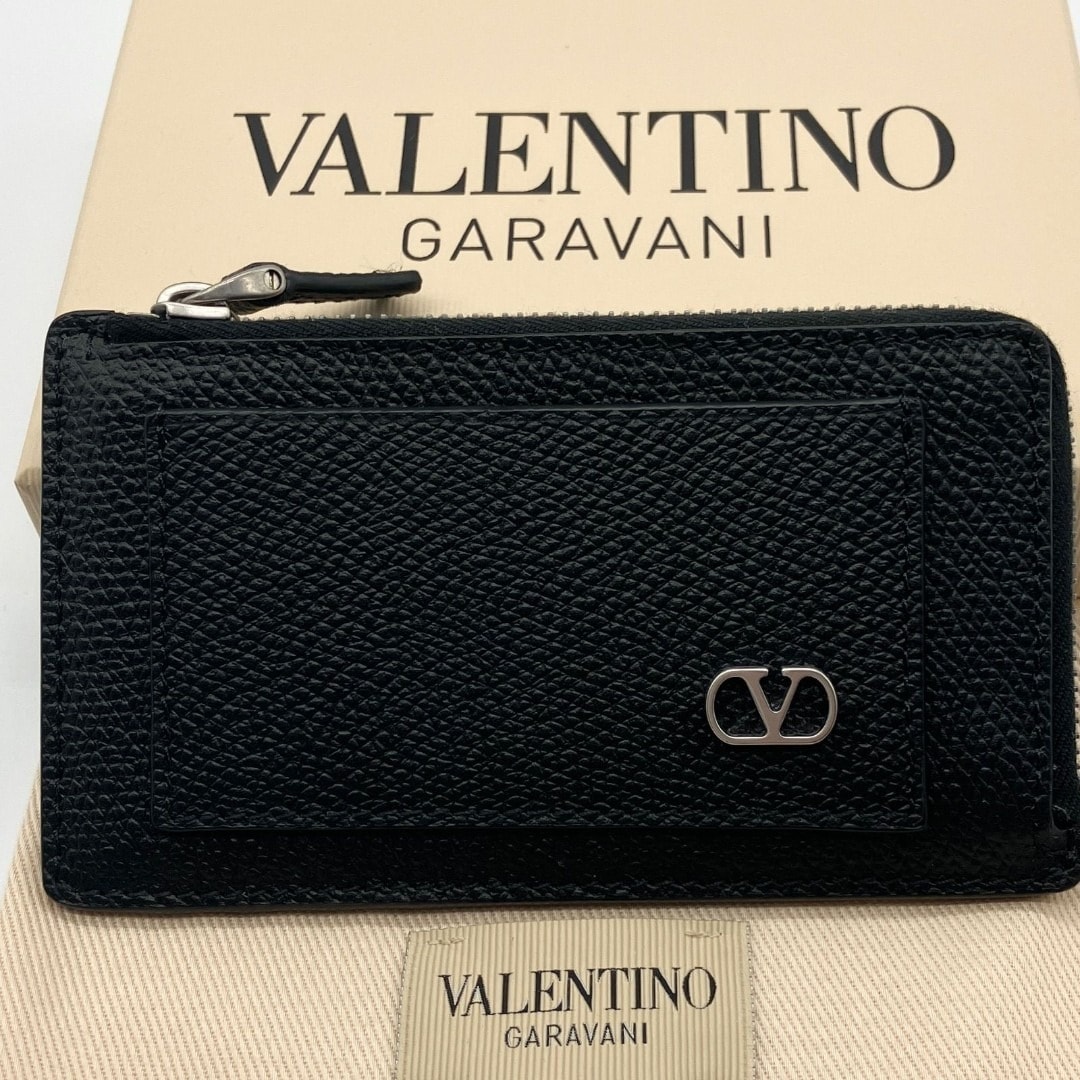 VALENTINO GARAVANI ブラックレザー カードホルダー メンズ　レディス