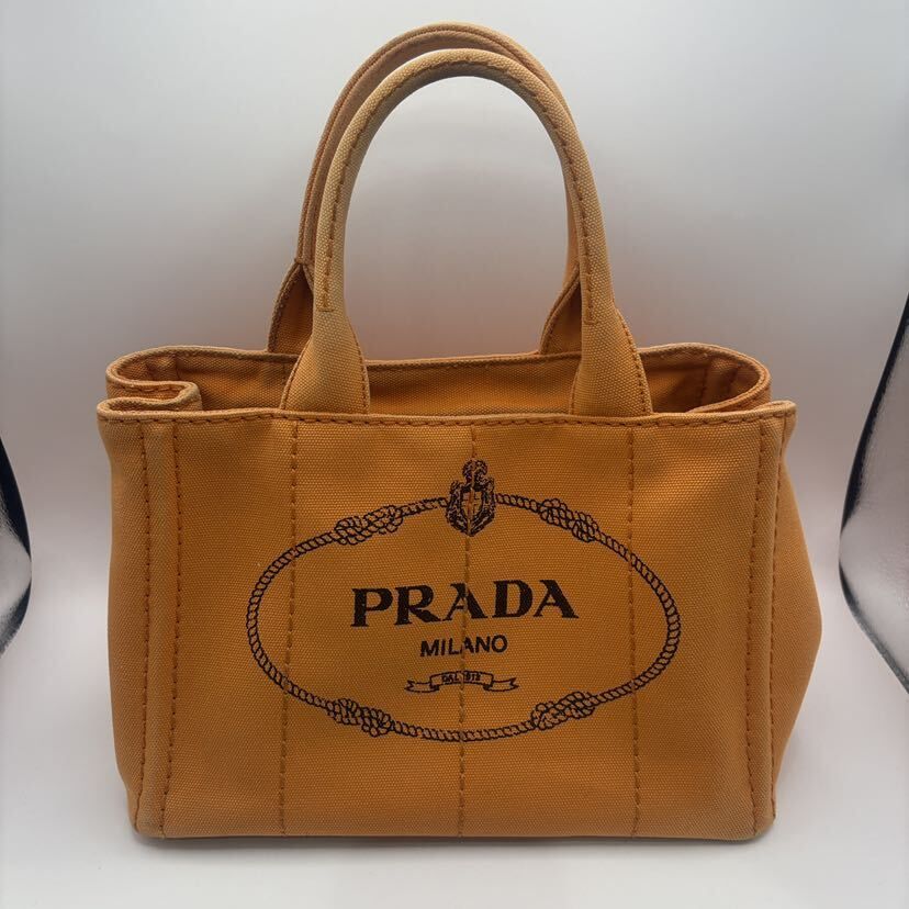 プラダ カナパ キャンバス トートバッグ パパイヤ 1BG439 ショルダーストラップ付