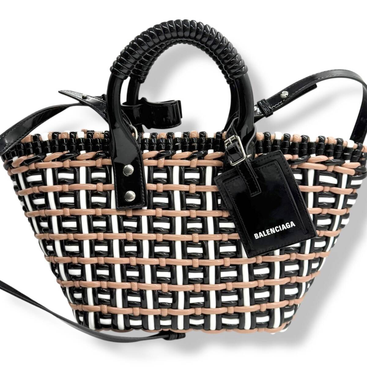 バレンシアガ　ビストロXS　かごバッグ　2way　ショルダーバッグ　BALENCIAGA　671342　 トートバッグ　ハンドバッグ　バイカラー　4435
