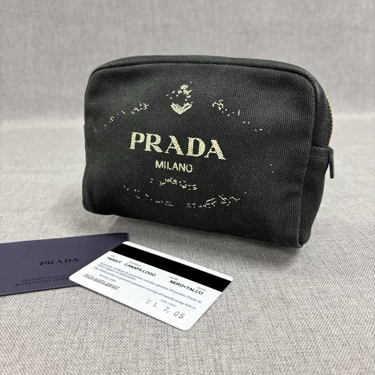 C (やや傷や汚れあり)】PRADA プラダ カナパ ポーチ 小物入れ ブラック