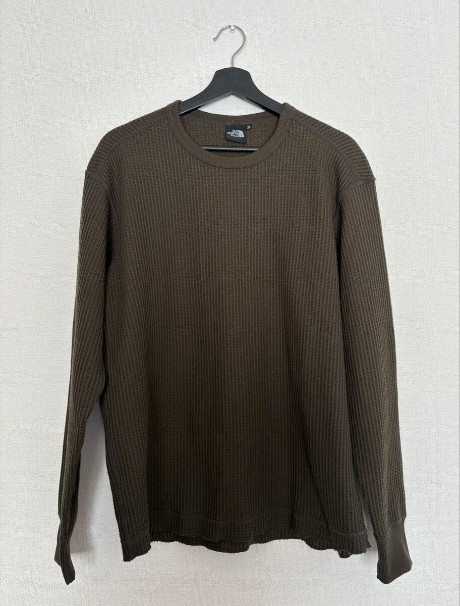 XL 2枚組 THE NORTH FACE ノースフェイス ロングスリーブ ワッフルクルーサーマル 長袖Tシャツ ロンT ニュートープ(カーキ)&ネイビー