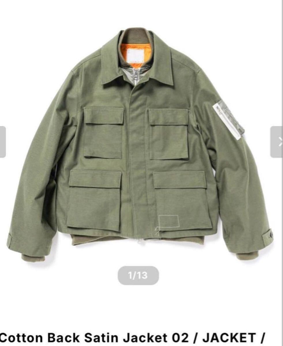 最安値 1 S オリーブ SACAI WTAPS Cotton Back サカイ sacai WTAPS Cotton Back Satin Jacket